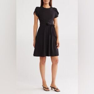 Calvin Klein Women's Short-Sleeve Fit & flare Tulip Sleeve Dress Sz 8